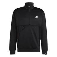 Bluzy męskie - adidas Męska bluza M Gg Sl 1/4 z zamkiem błyskawicznym, czarno-biała, XXL, czarny/biały, XXL - miniaturka - grafika 1