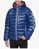 Kurtki męskie - GUESS LOGO – męska kurtka zimowa M niebieska styl, ciepło i włoska jakość - miniaturka - grafika 1