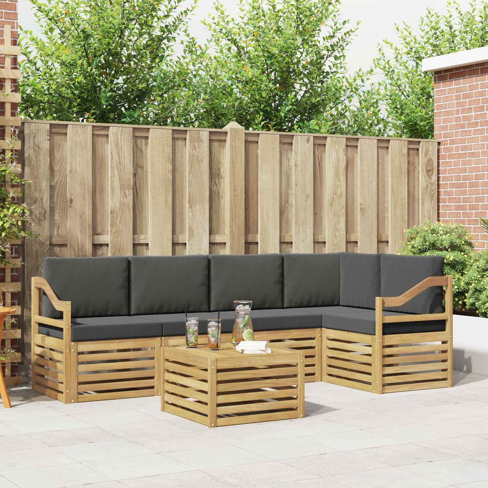 vidaXL Zestaw sof na zewnątrz 6 pcs Biały i antracyt 59 x 59 x 37 cm