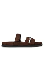 Klapki i japonki damskie - Tory Burch Klapki Ines Sport Slide 163481 Brązowy - miniaturka - grafika 1