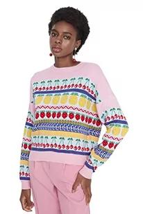 Trendyol Damski sweter oversize Basic Crew Neck z dzianiny, różowy, S - Swetry damskie - miniaturka - grafika 1