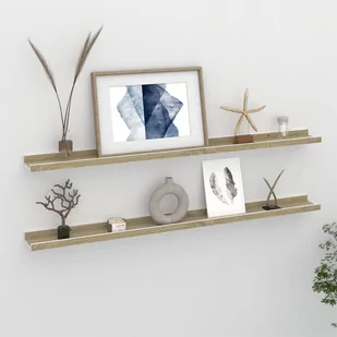 vidaXL vidaXL Półki ścienne, 2 szt., biel i dąb sonoma, 100x9x3 cm - Półki do salonu - miniaturka - grafika 1