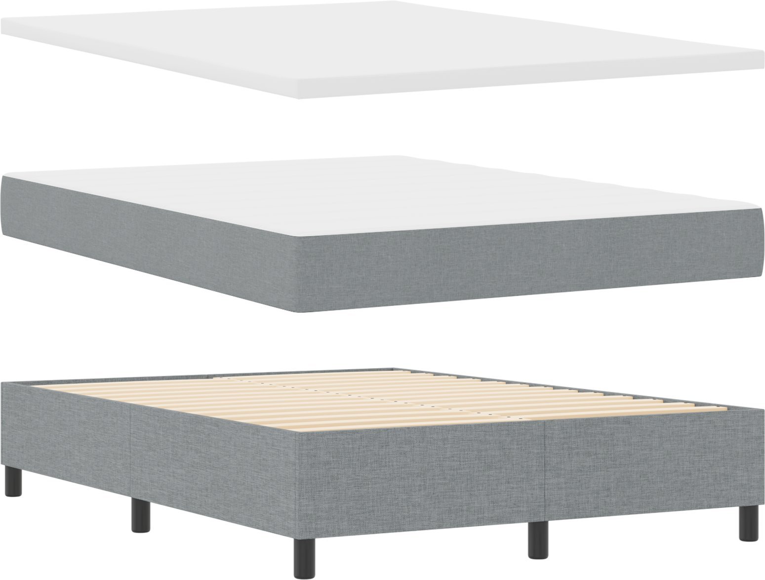 Łóżko kontynentalne vidaXL z materacem i podświetleniem szare 160x200 cm tkanina