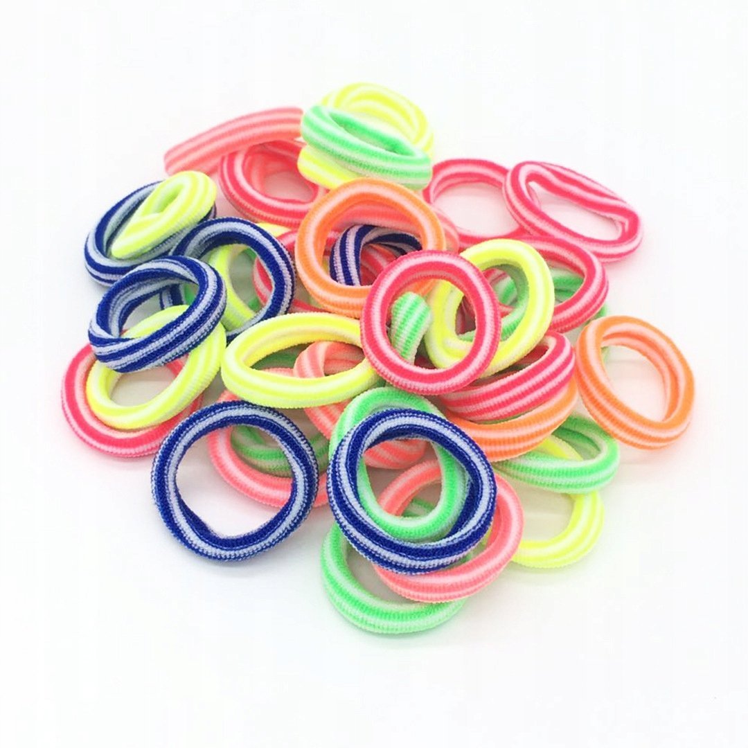 Gumki gumeczki do włosów frotki dla dziewczynki neonowe zestaw 100 sztuk