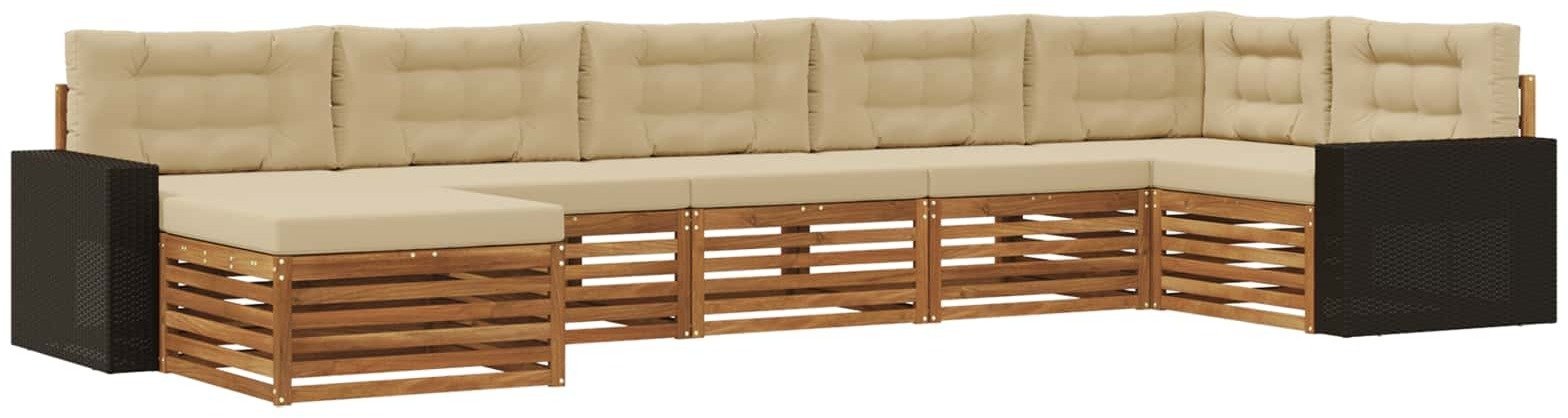 vidaXL Zestaw sof na zewnątrz z poduszką 7 pcs Naturalny i Beżowy