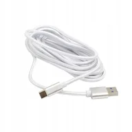Kable USB - Kabel USB Typ C USBC USBA 3m Huawei Super Charge nylon srebrny - miniaturka - grafika 1