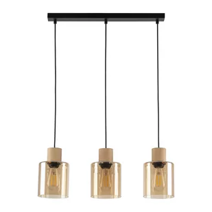 Lampa Wisząca Orson 4568 3Xe27 Bursztynowa/Czarna/Drewniana - Lampy sufitowe - miniaturka - grafika 1