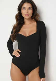 Czarne Body z Wiskozą i Kwadratowym Dekoltem Labiene - Body - miniaturka - grafika 1