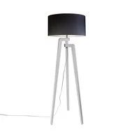 Lampy stojące - QAZQA Lampa podłogowa trójnóg biała klosz czarny 50cm - Puros - miniaturka - grafika 1