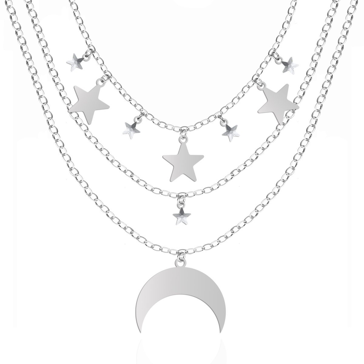 Naszyjnik CELEBRYTKA Z GWIAZDKAMI srebro pozłacane