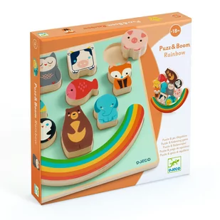 Układanka Drewniana Puzzle 2 W1 Djeco - Puzz&Boom Rainbow - Puzzle - miniaturka - grafika 1