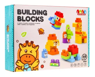 Zestaw klocków konstrukcyjnych dla dzieci 68 el. zwierzątka ZOO + naklejki - Klocki - miniaturka - grafika 3