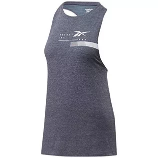 Koszulki i topy damskie - Reebok Damski top bez rękawów Ts Ac+Cotton Graphic Tank niebieski niebieski (Vecnav) S FT0859_S - grafika 1