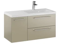 Szafki łazienkowe - Szafka Wisząca Z Umywalką RON 90 cm D Prawa - Cappuccino Mat - Uchwyty Chromowane - miniaturka - grafika 1