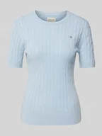 Swetry damskie - T-shirt z imitacji dzianiny - miniaturka - grafika 1