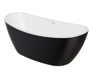Wanny - Wanna wolnostojąca Besco Ayla 170x80 cm owalna czarny mat syfon z przelewem chrom WAS-170AM - miniaturka - grafika 1