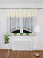 Firany - FIRANA GOTOWA Z KOKARDKAMI KREMOWA HAFT FIRANKI DO KUCHNI 400/160 NA TAŚMIE - miniaturka - grafika 1