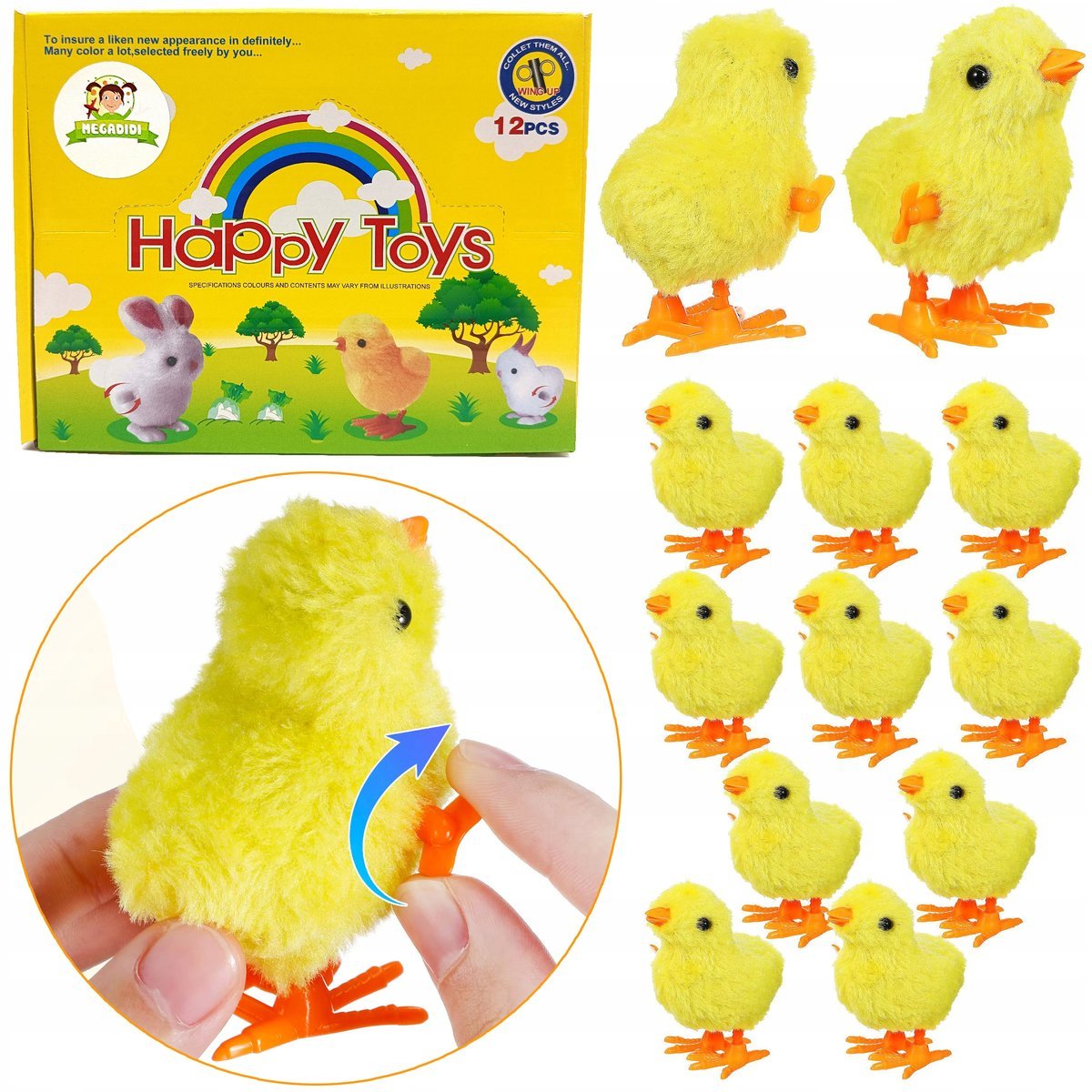 12 Sztuk Kurczaków Żółta Kurka Nakręcana Tupta Chodzi 10 Cm Kurczaczek