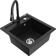 Zlewozmywaki z baterią - Mexen Vito zlewozmywak granitowy 1-komorowy z baterią kuchenną Elia, czarny - 6503-77-670101-70 - miniaturka - grafika 1