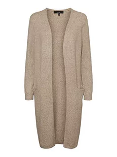 VERO MODA Damska kurtka z dzianiny otwarta longline, Sepia Tint Melange, L - Kurtki damskie - miniaturka - grafika 1