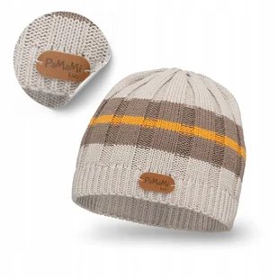 Czapka Dziecięce Kremowa Uniwersalna PaMaMi Chłopiec Dziewczynka Beanie - Czapki dla dzieci - miniaturka - grafika 1