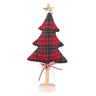 Figurka drewniana Choinka, wykończona tkaniną, 13x5,5x29 cm - Ozdoby bożonarodzeniowe - miniaturka - grafika 1