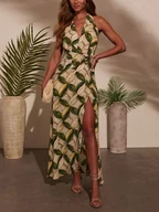 Sukienki - LA Angels Sukienka w kolorze beżowo-ciemnozielonym - miniaturka - grafika 1