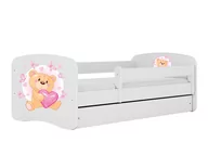Łóżka dla dzieci i młodzieży - Łóżko dla dziecka, barierka, Babydreams, miś z motylkami, białe - miniaturka - grafika 1