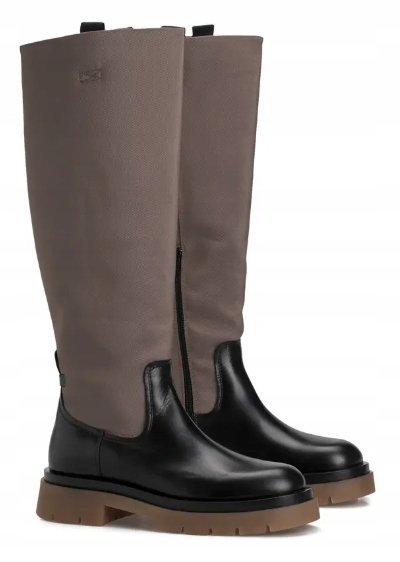 GANT KOZAKI DO KOLANA DAMSKIE NA ZAMEK CZARNE BRĄZOWA PODESZWA 38 TLB