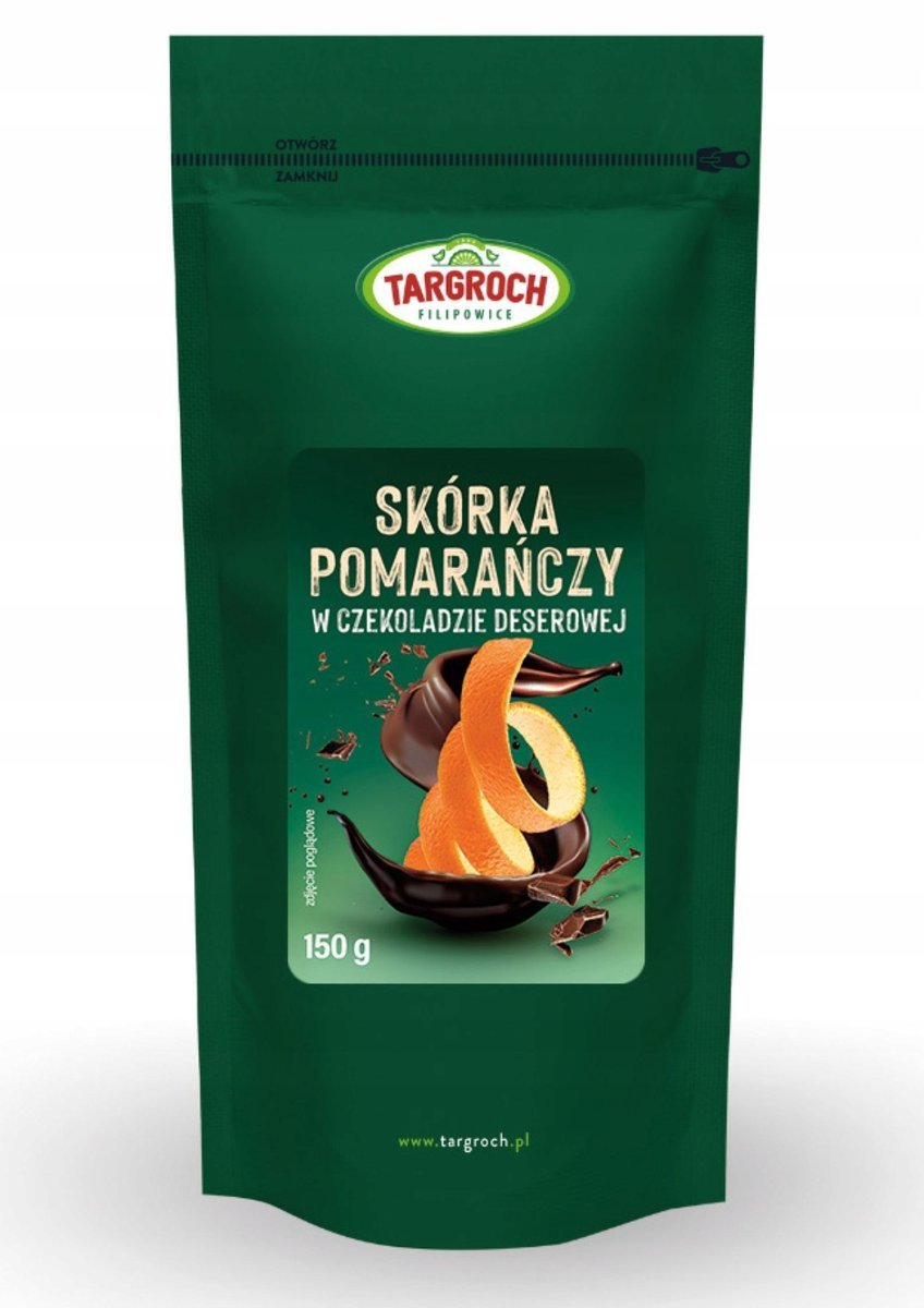 Targroch Skórka pomarańczy w czekoladzie deserowej 150 g - słodycze lub przekąska