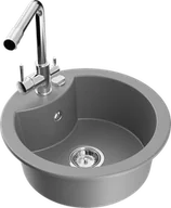 Zlewozmywaki z baterią - Mexen Diego zlewozmywak granitowy 1-komorowy z baterią kuchenną Duero, szary - 6512-71-671600-00 - miniaturka - grafika 1