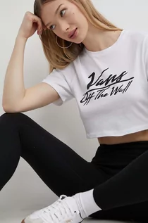 Koszulki sportowe damskie - Vans t-shirt bawełniany damski kolor biały - grafika 1