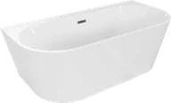 Wanny - Mexen Oval+ wanna wolnostojąca przyścienna 170 x 80 cm, biała, przelew gun gray szczotkowany - 52681708000-66 - miniaturka - grafika 1
