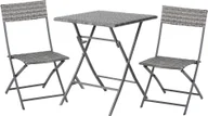 Meble ogrodowe - Outsunny 3-częściowy zestaw mebli balkonowych Ratten, zestaw bistro z 2 składanymi krzesłami, składany stół, zestaw mebli ogrodowych, grupa wypoczynkowa, meble ogrodowe, zestaw wypoczynkowy, metal, szary - miniaturka - grafika 1