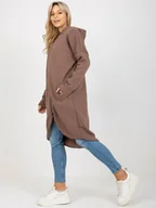 Bluzy damskie - Rue Paris Damska długa bluza Teivance brązowy S/M - miniaturka - grafika 1