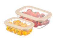 Pojemniki kuchenne - CRALEX TOSCA BEŻOWY ZESTAW POJEMNIKÓW NA ŻYWNOŚĆ PROSTOKĄTNE 670ML/1200 ML - miniaturka - grafika 1