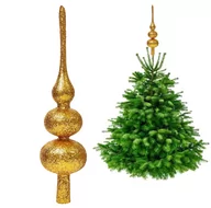 Bombki - SZPIC ZŁOTY NA CHOINKĘ - CZUBEK CHOINKOWY W BROKACIE 34 CM - miniaturka - grafika 1