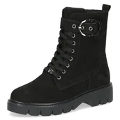 Botki damskie - CAPRICE Damskie sztyblety Lace Boot Flat 9-25211-43, Black nubuc, 37 EU - miniaturka - grafika 1