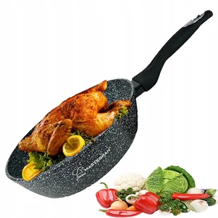 Patelnia tradycyjna 6,8 L PREMIUM 28 cm aluminiowa głęboka szary marmurek - Patelnie - miniaturka - grafika 1