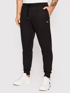 Spodnie sportowe męskie - Tommy Jeans Spodnie dresowe DM0DM15380 Czarny Slim Fit - grafika 1
