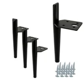 Zawiasy, okucia i inne akcesoria - Zestaw 4 sztuk nóżka do sofy Szpilka czarna wysokość 15 cm - miniaturka - grafika 1