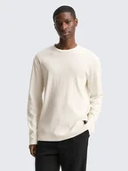 Koszulki męskie - KOSZULKA MĘSKA LONGSLEEVE TOM TAILOR Structured, Wool White, XS - miniaturka - grafika 1