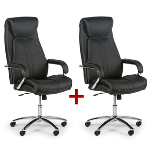 Fotel biurowy, krzesło biurowe B2B Partner Skórzany fotel biurowy Nexus, 1+1 GRATIS, czarny 412169 - Fotele i krzesła biurowe - miniaturka - grafika 1