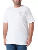 Koszulki męskie - Lee Męski t-shirt z logo SMALL z napisem"Bright White", Bright White, S - miniaturka - grafika 1