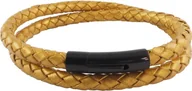 Naszyjniki męskie - König Design skórzany naszyjnik skórzany pasek skórzana bransoletka 6 mm męski naszyjnik 17 cm - 100 cm pleciony, długość: 65 centymetrów, kolor: złoty - miniaturka - grafika 1