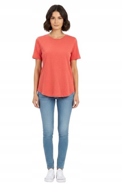 UNITED COLORS OF BENETTON KORALOWY T SHIRT Z OKRĄGŁYM DEKOLTEM XS 6BA