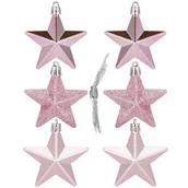 Bombki - Bombki choinkowe 6 szt. ozdoby świąteczne gwiazdki zestaw różowy - miniaturka - grafika 1