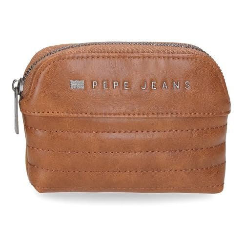 Pepe Jeans Portfel Biker Brązowy 11,5x8,5x1,5 cm Poliester z Detalami ze Skóry PU by Joumma Bags, Brązowy brązowy, Talla única, portmonetka
