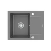 Zlewozmywaki - Mexen Enzo zlewozmywak granitowy 1-komorowy z krótkim ociekaczem 576 x 465 mm, szary - 6506571005-71 - miniaturka - grafika 1