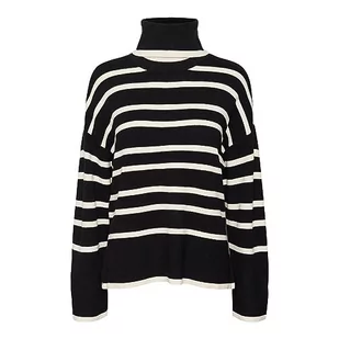 Bestseller A/S Damski sweter VMSABA LS Rollneck GA NOOS, czarne/paski: brzoza, S, Black/Stripes:birch, S - Swetry damskie - miniaturka - grafika 1
